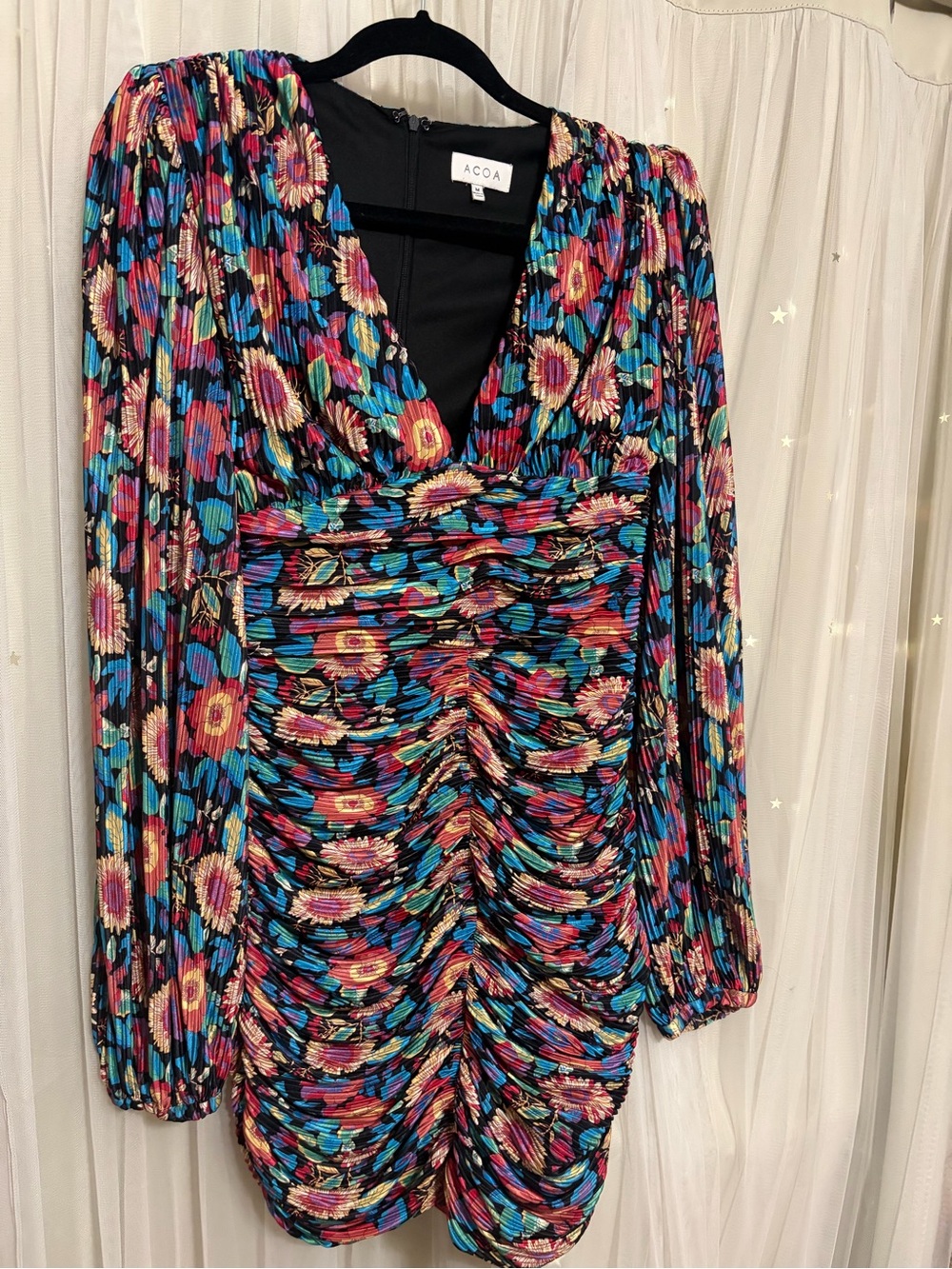 ACOA Floral V-Neck Mini Dress - Multicolor